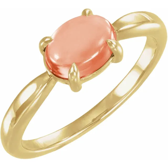 14K Gemstone Oval Cabochon Ring