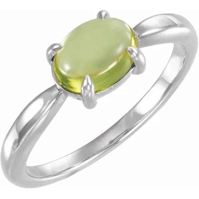 14K Gemstone Oval Cabochon Ring