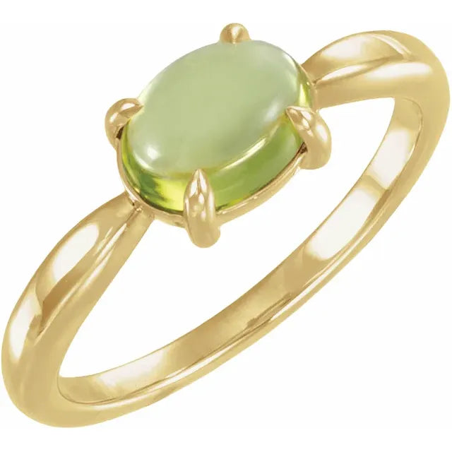14K Gemstone Oval Cabochon Ring