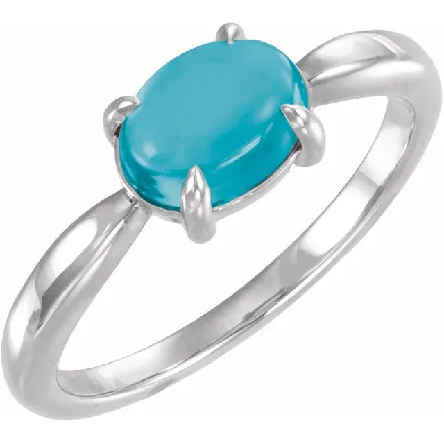 14K Gemstone Oval Cabochon Ring
