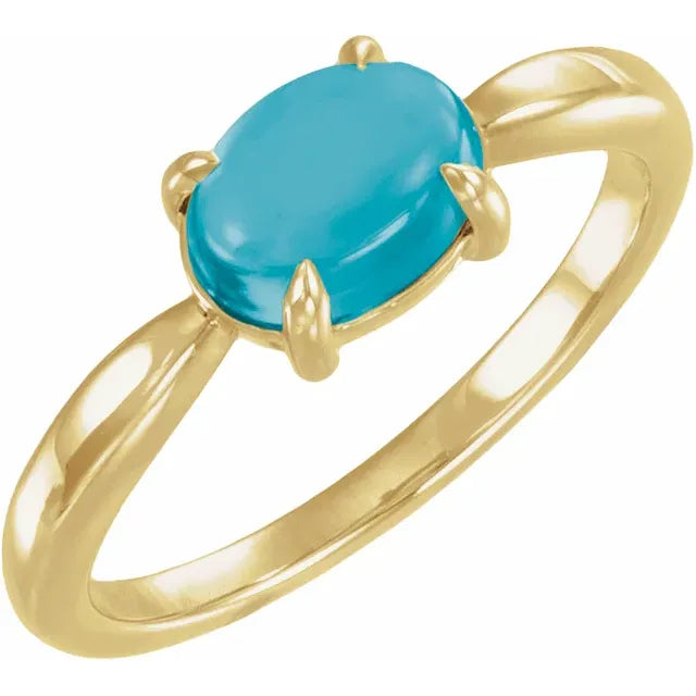 14K Gemstone Oval Cabochon Ring