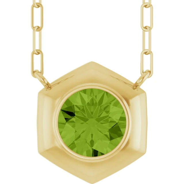 14K Geometric Bezel Gemstone Necklace