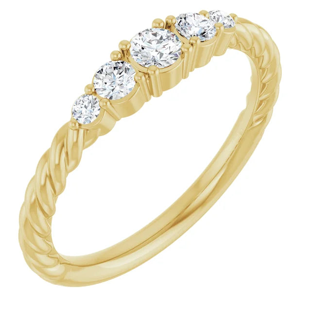 14K Gemstone &amp; Lab-Grown Diamond Stackable Ring