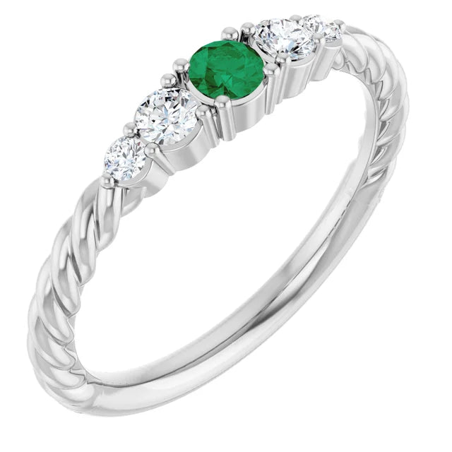 14K Gemstone &amp; Lab-Grown Diamond Stackable Ring
