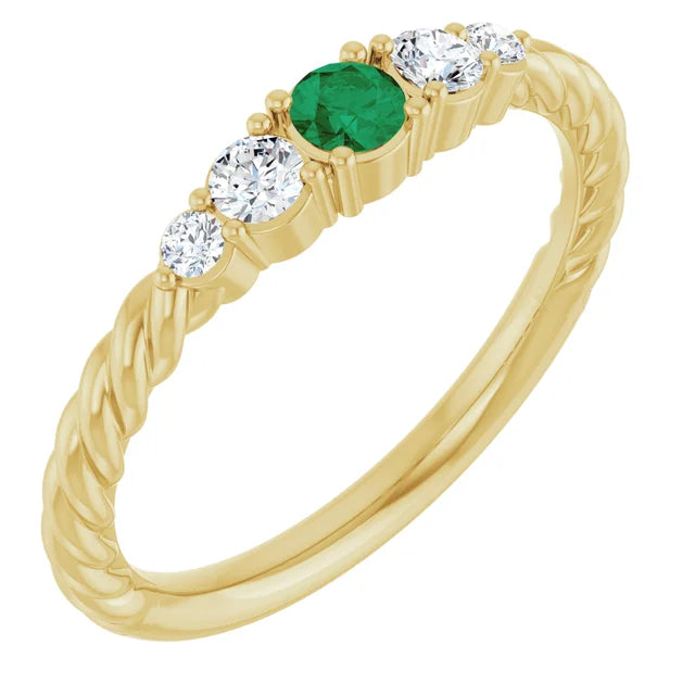 14K Gemstone &amp; Lab-Grown Diamond Stackable Ring