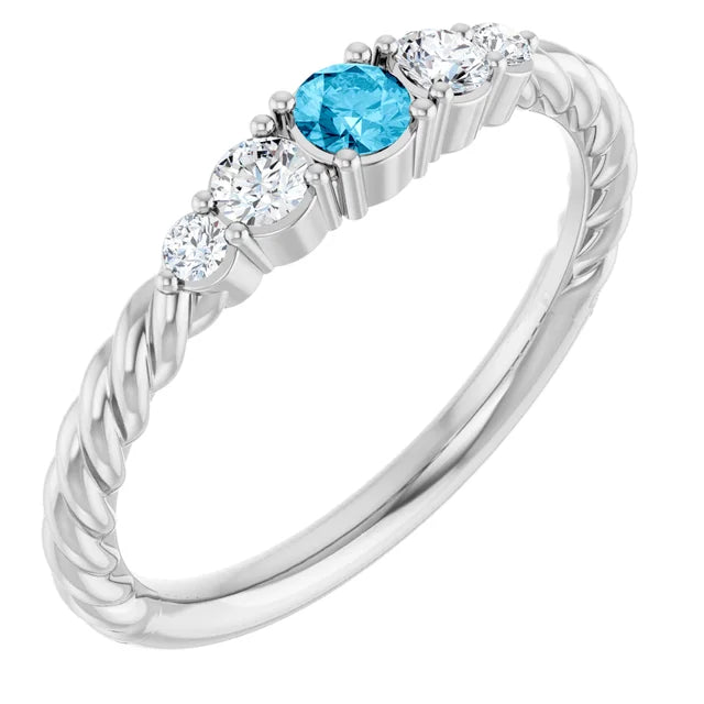 14K Gemstone &amp; Lab-Grown Diamond Stackable Ring