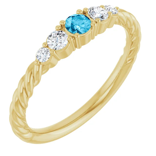 14K Gemstone &amp; Lab-Grown Diamond Stackable Ring