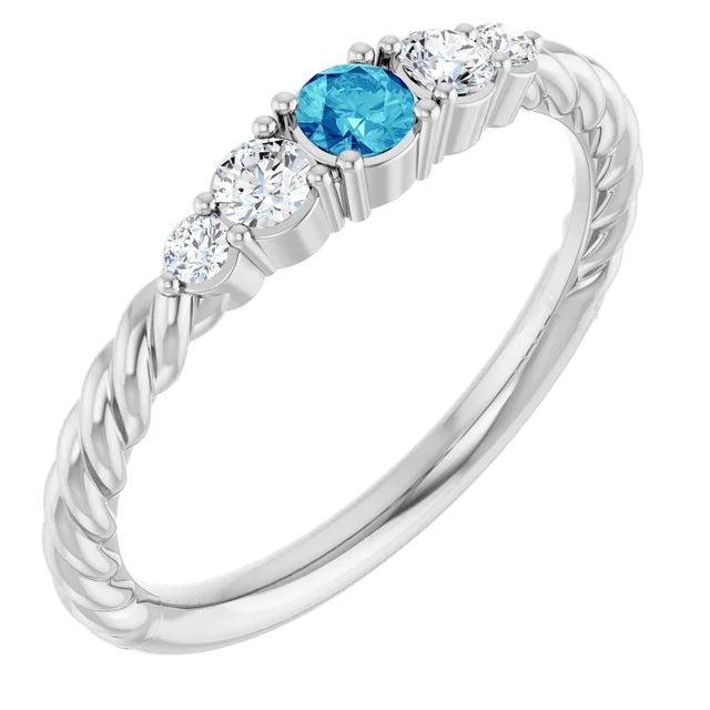 14K Gemstone &amp; Lab-Grown Diamond Stackable Ring