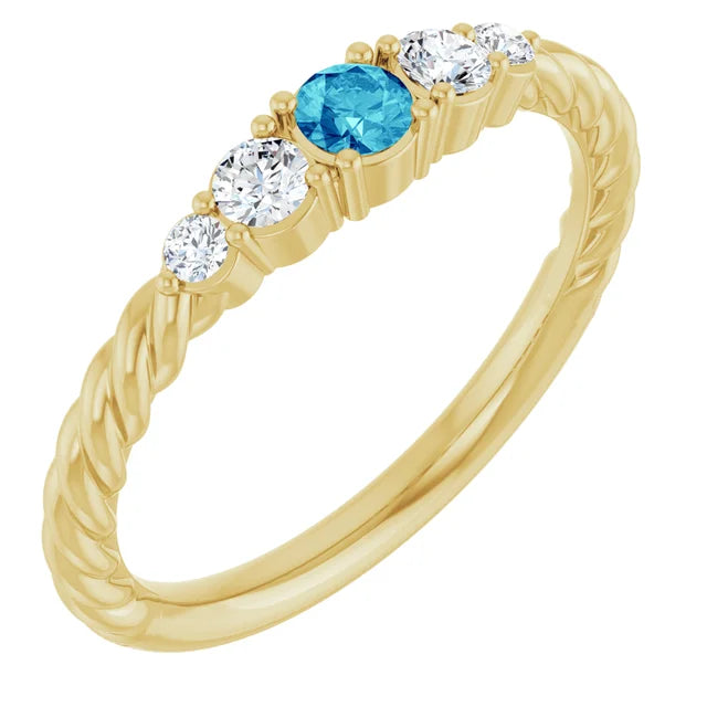 14K Gemstone &amp; Lab-Grown Diamond Stackable Ring