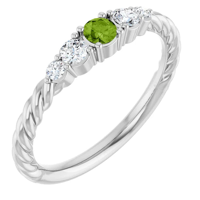 14K Gemstone &amp; Lab-Grown Diamond Stackable Ring
