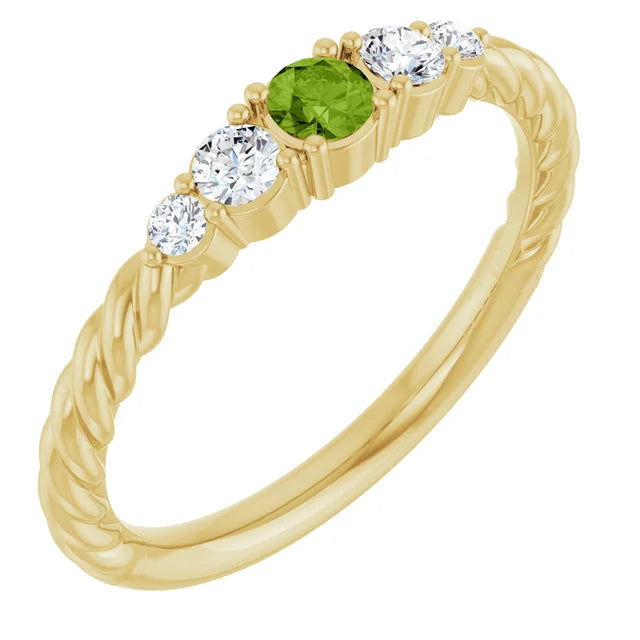 14K Gemstone &amp; Lab-Grown Diamond Stackable Ring