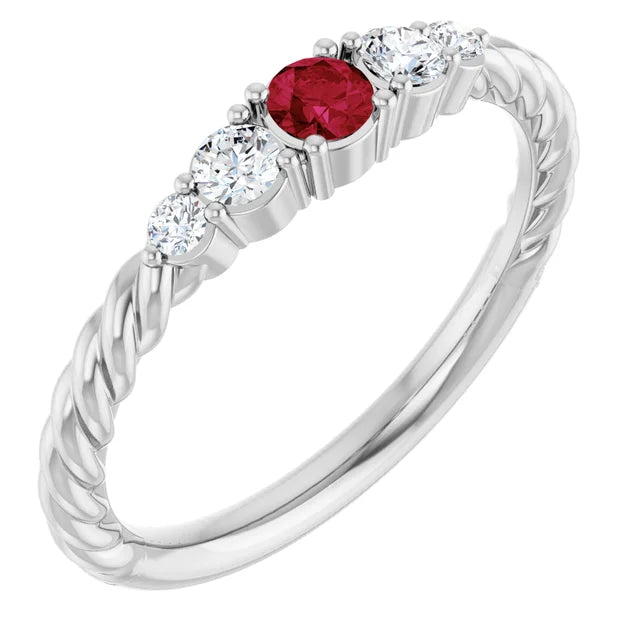 14K Gemstone &amp; Lab-Grown Diamond Stackable Ring