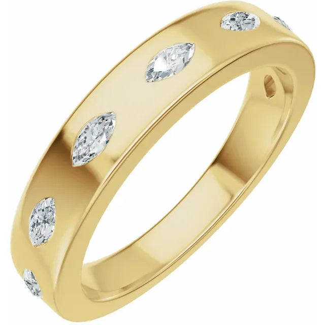 14K Lab-Grown Marquise Diamond Anniversary Band