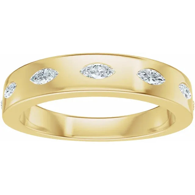 14K Lab-Grown Marquise Diamond Anniversary Band