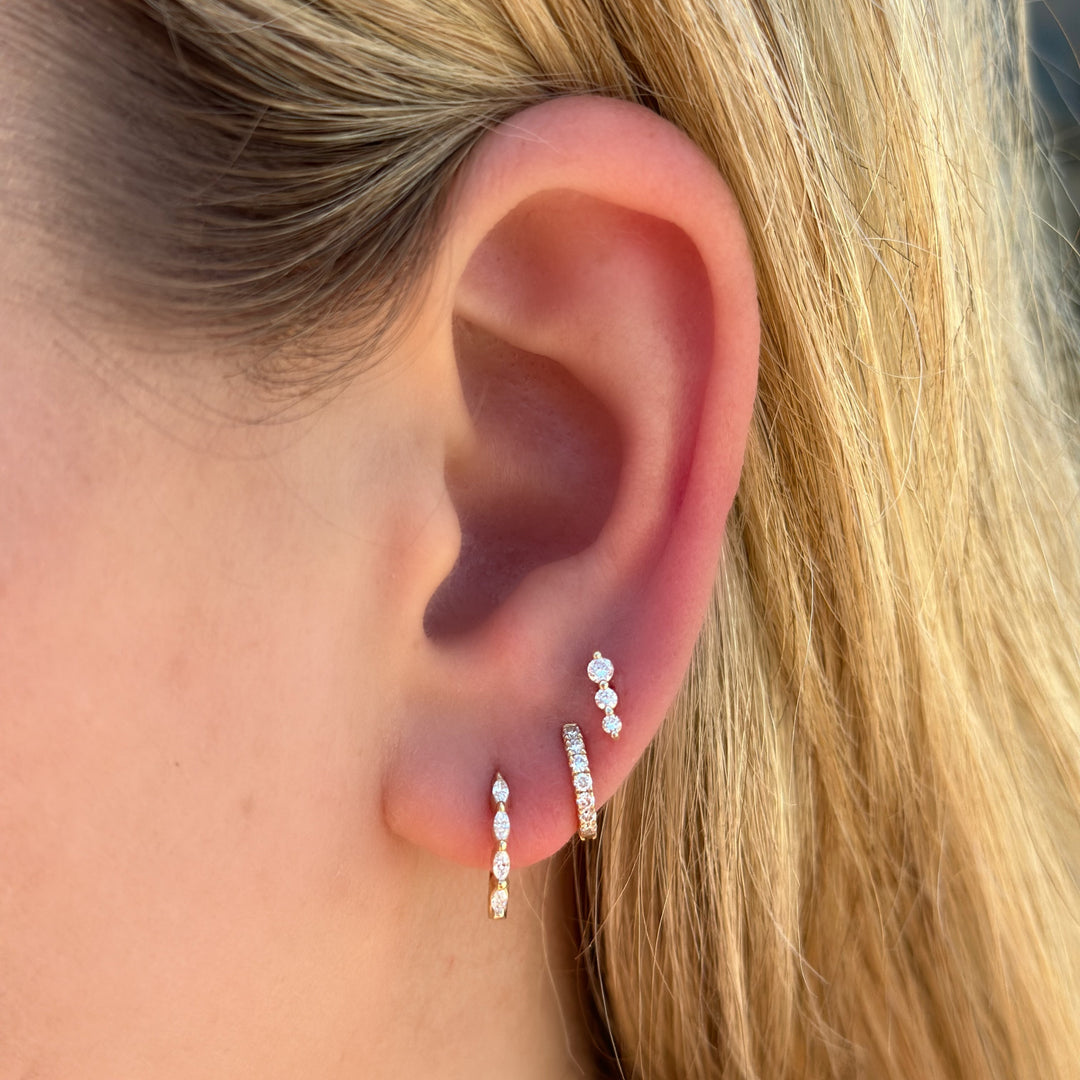14K Linear Lab Grown Diamond Flat Back Stud