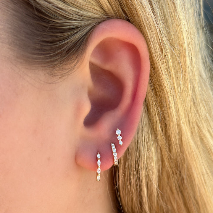 14K Linear Lab Grown Diamond Flat Back Stud