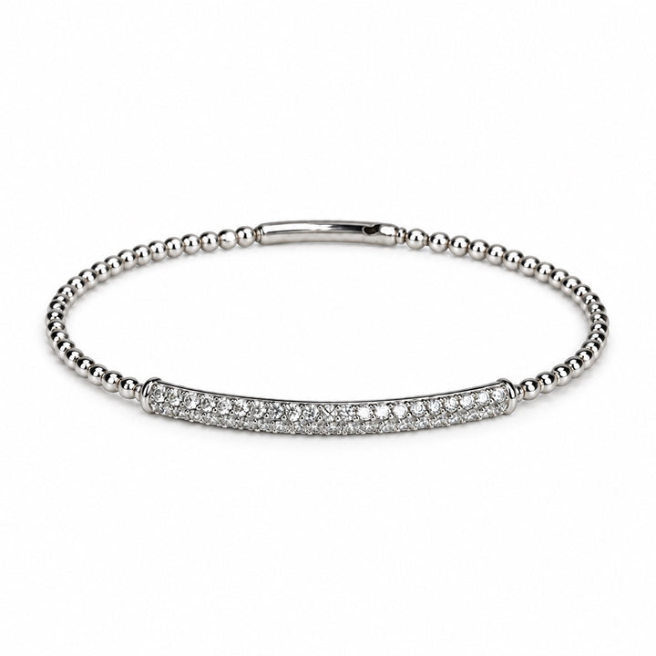 14K Natural Diamond Bar &amp; Bead Flex Bangle