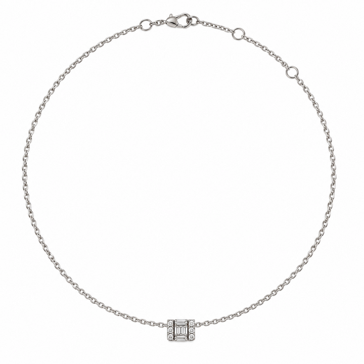 14K Natural Diamond Heirloom Baguette Necklace