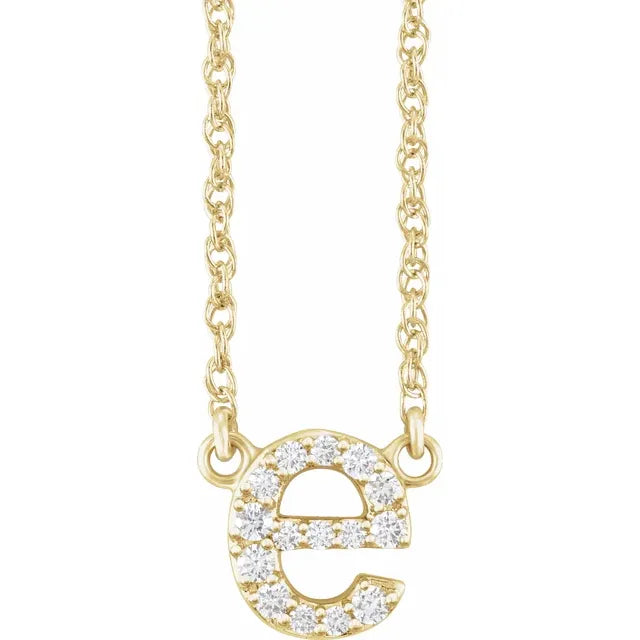 14K Natural Diamond Lowercase Initial Necklace