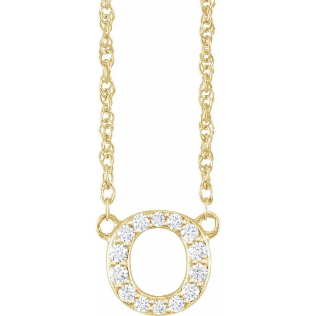 14K Natural Diamond Lowercase Initial Necklace