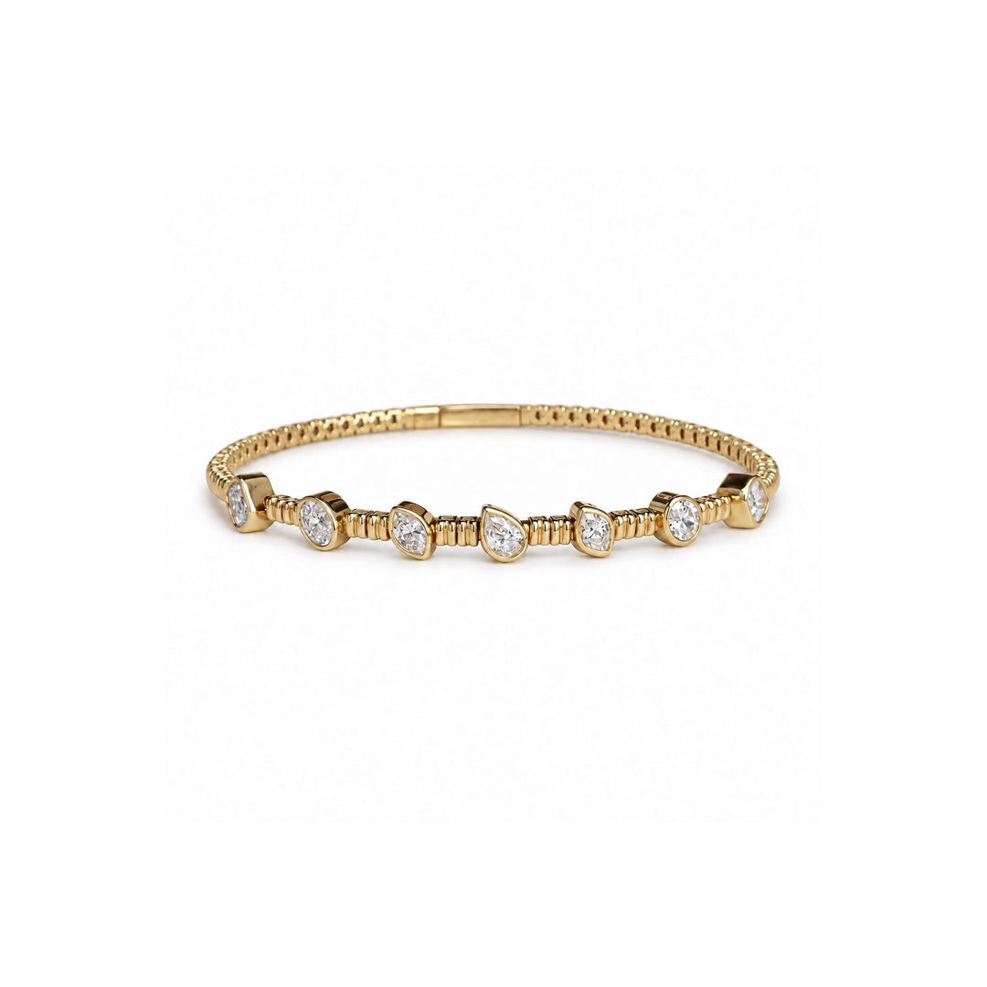 14K Natural Diamond Multi Stone Flex Bangle