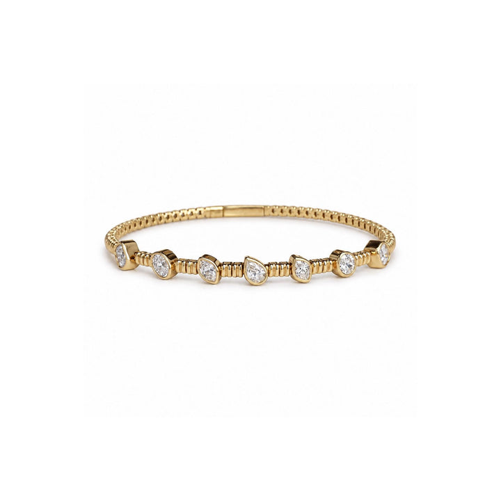 14K Natural Diamond Multi Stone Flex Bangle