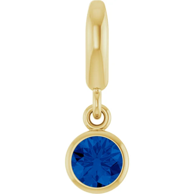 14K Round Bezel Gemstone Charm