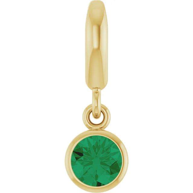 14K Round Bezel Gemstone Charm
