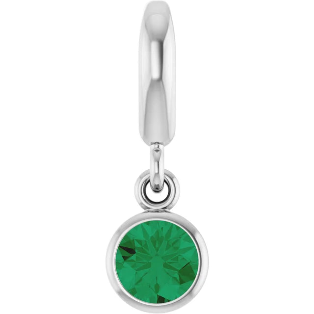 14K Round Bezel Gemstone Charm