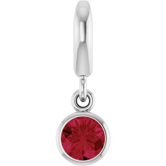 14K Round Bezel Gemstone Charm