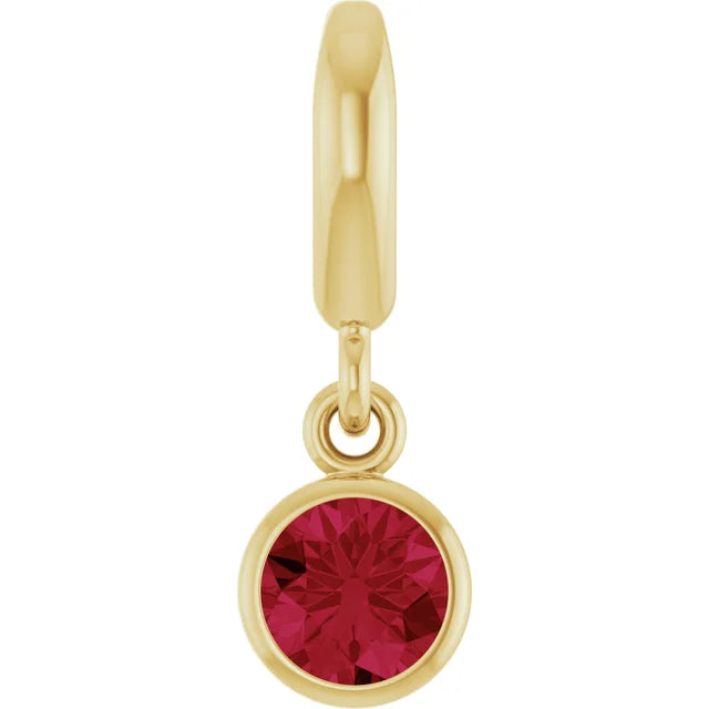 14K Round Bezel Gemstone Charm