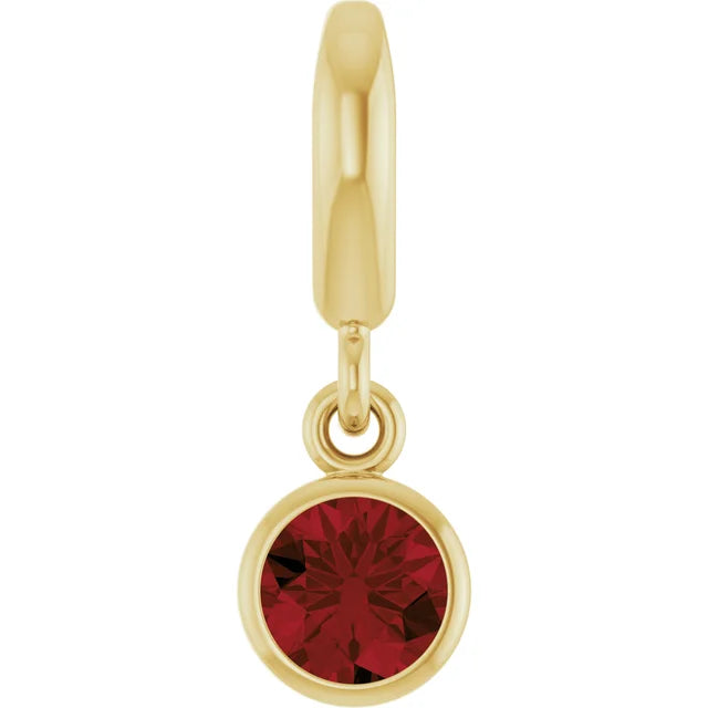 14K Round Bezel Gemstone Charm