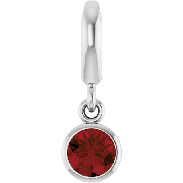 14K Round Bezel Gemstone Charm