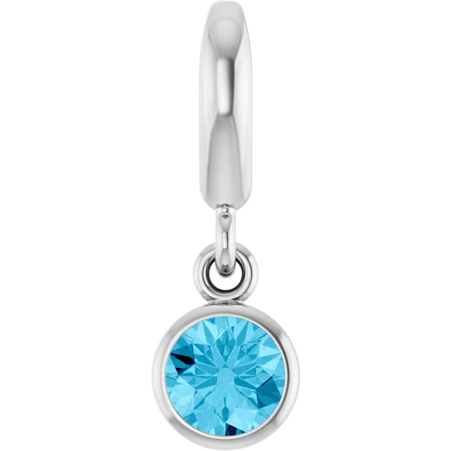 14K Round Bezel Gemstone Charm