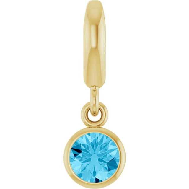 14K Round Bezel Gemstone Charm