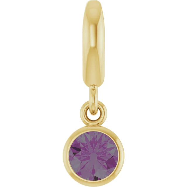 14K Round Bezel Gemstone Charm