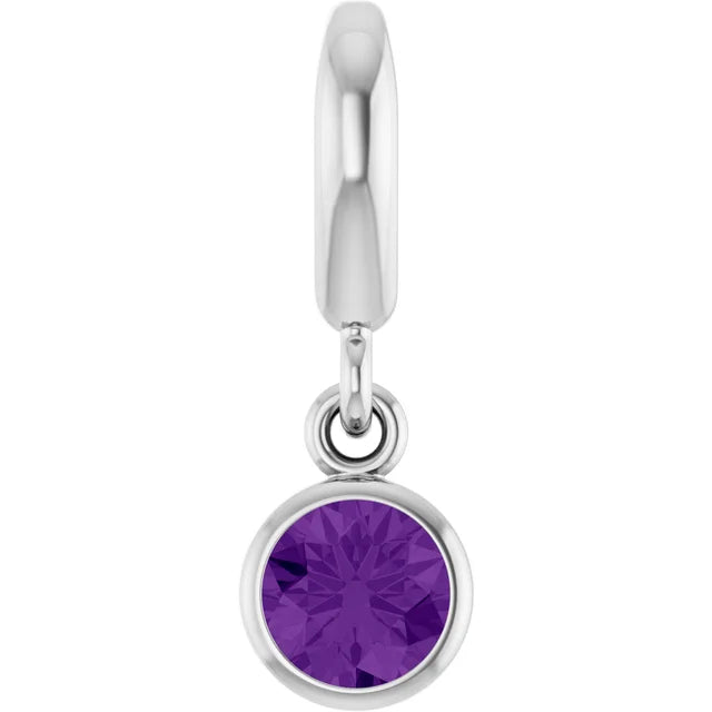 14K Round Bezel Gemstone Charm