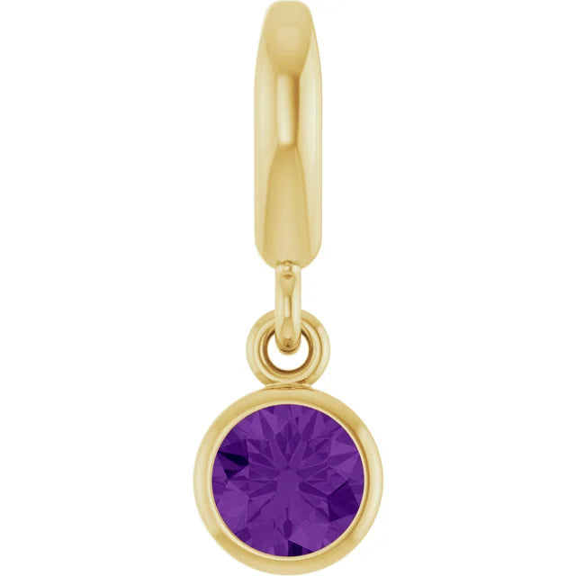 14K Round Bezel Gemstone Charm