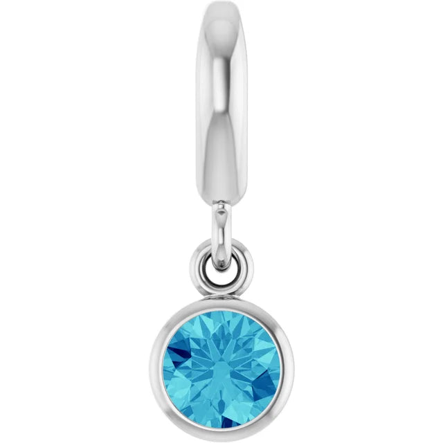 14K Round Bezel Gemstone Charm