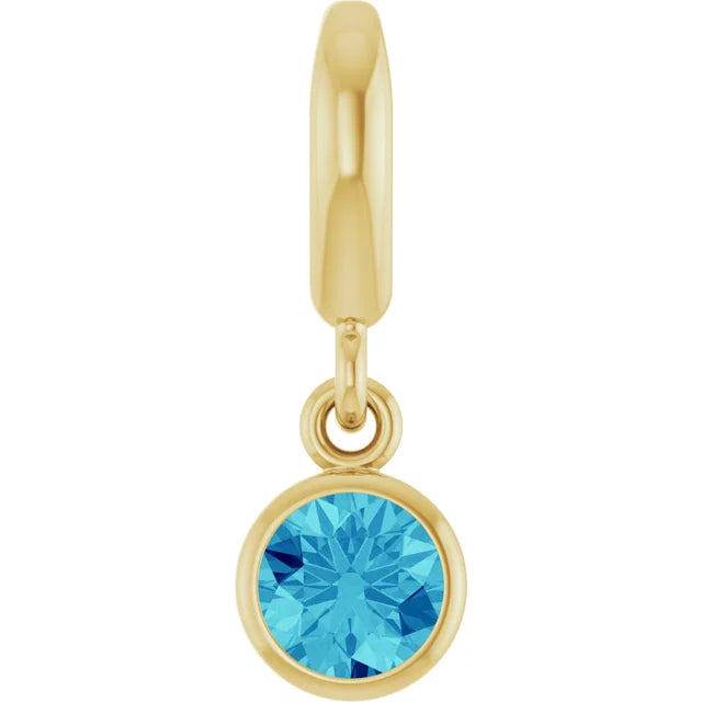 14K Round Bezel Gemstone Charm