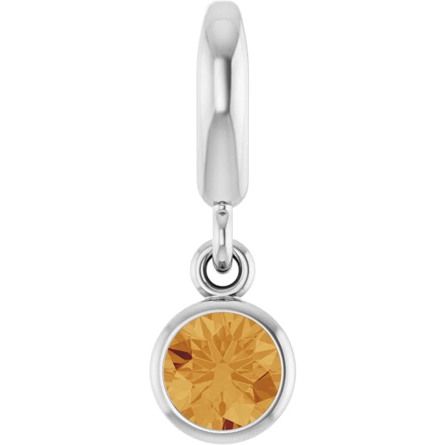 14K Round Bezel Gemstone Charm
