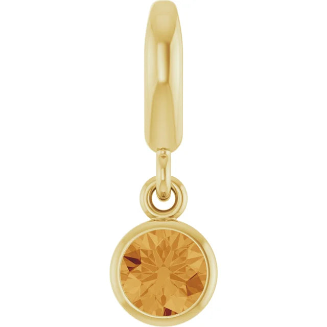 14K Round Bezel Gemstone Charm