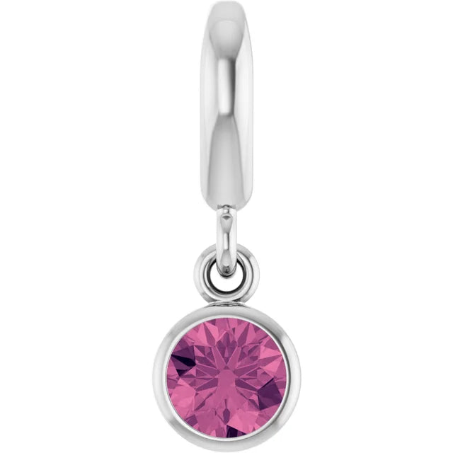 14K Round Bezel Gemstone Charm