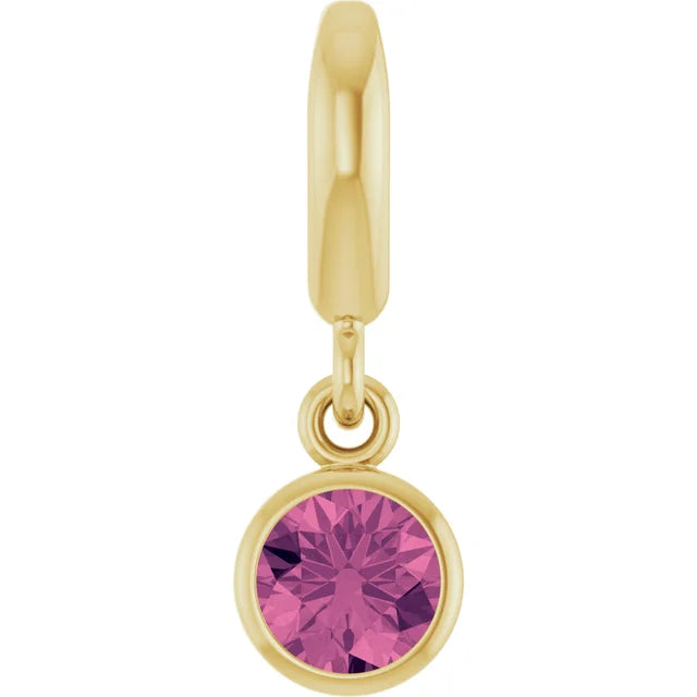 14K Round Bezel Gemstone Charm