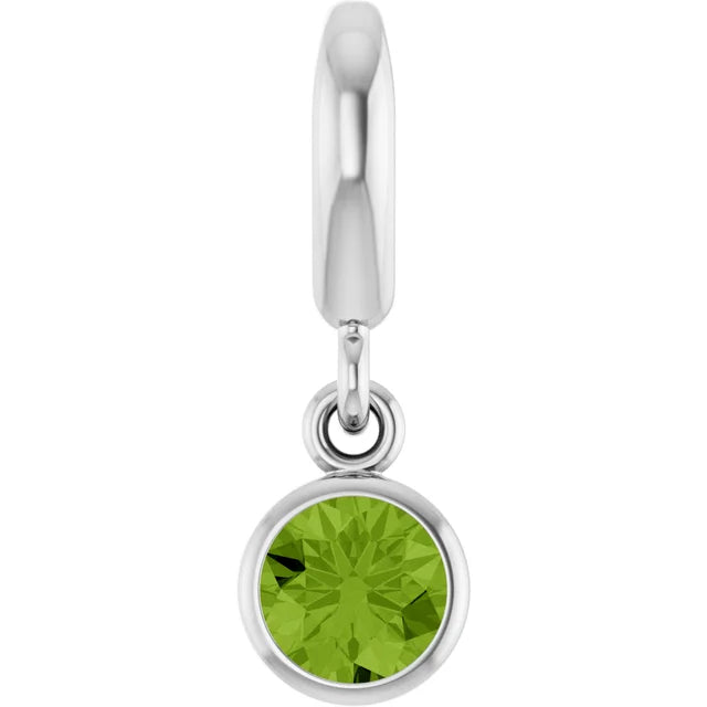 14K Round Bezel Gemstone Charm