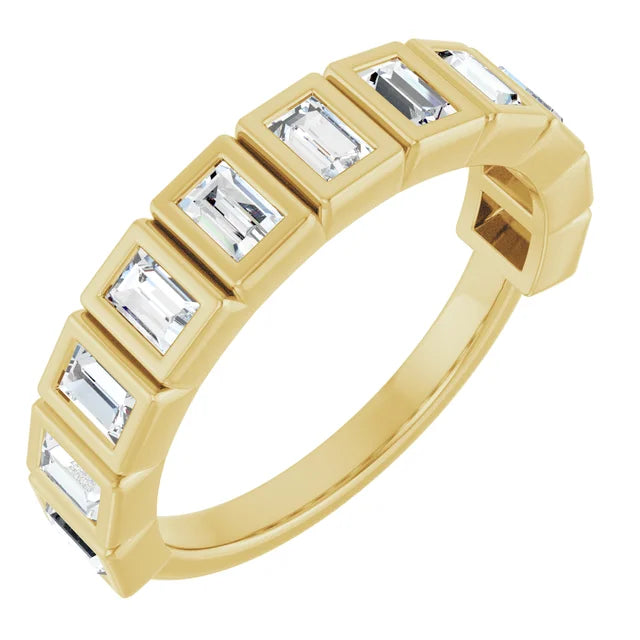 14K Straight Baguette Bezel Diamond Anniversary Band