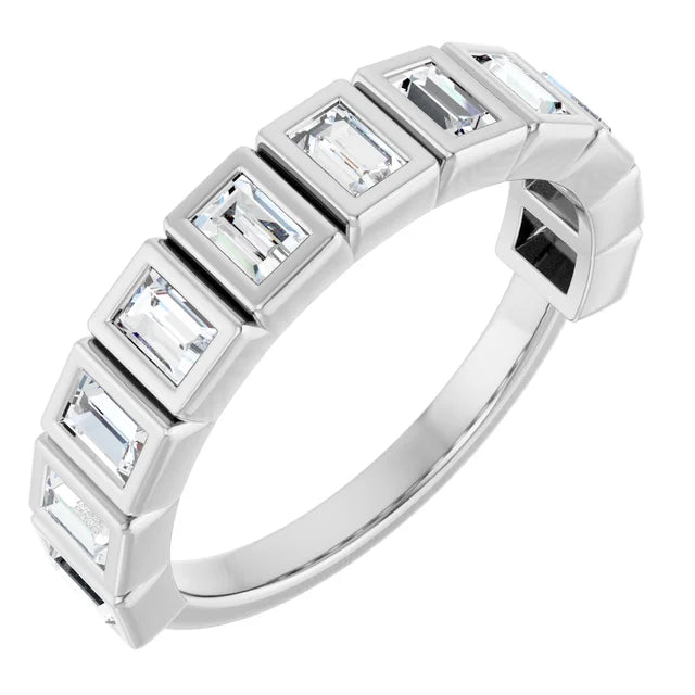 14K Straight Baguette Bezel Diamond Anniversary Band