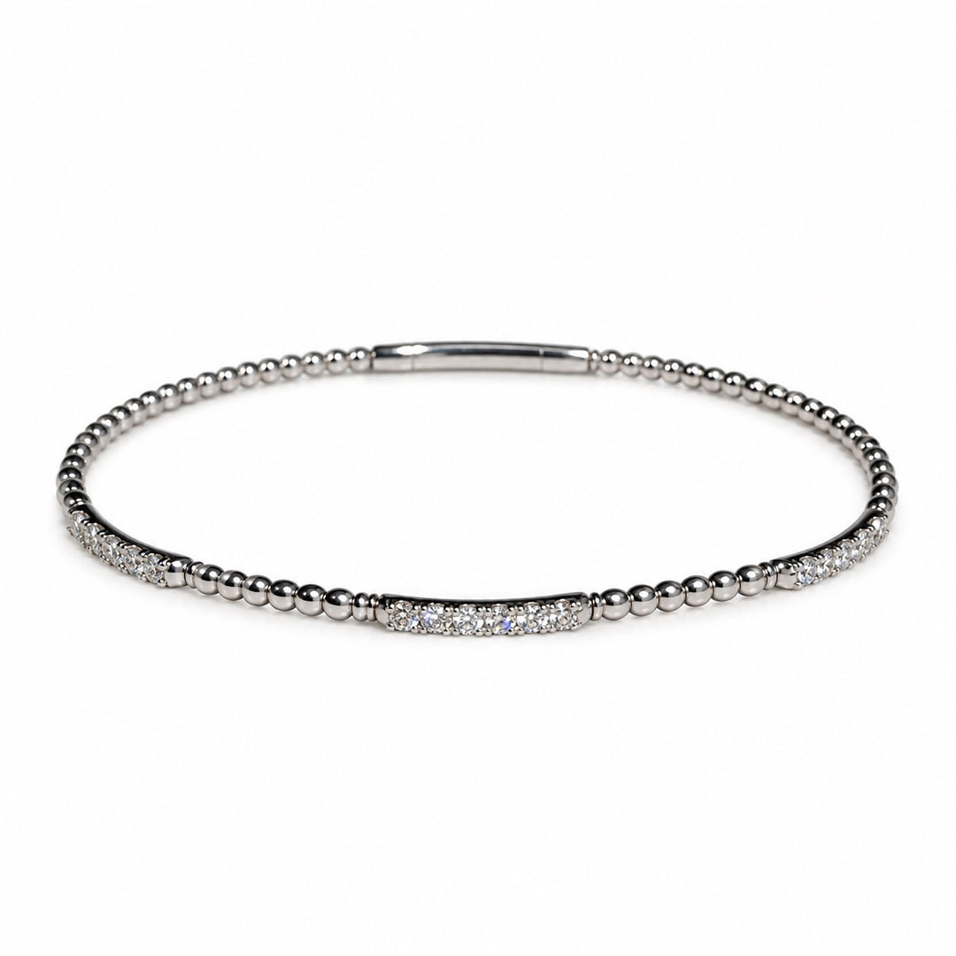 14K Three Diamond Bar Flex Bangle