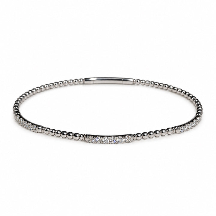 14K Three Diamond Bar Flex Bangle