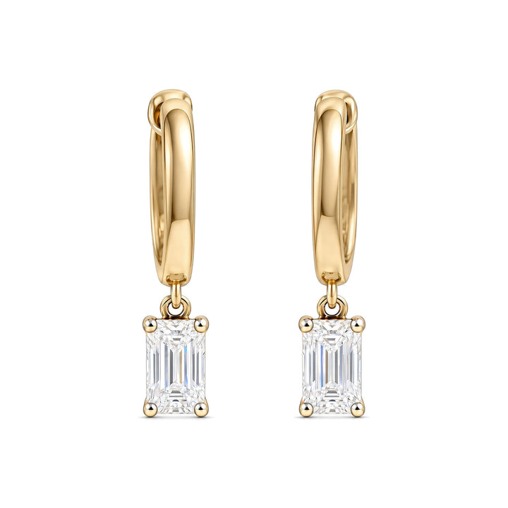 14K 0.60 CTW Lab Grown Emerald Diamond Dangle Huggies